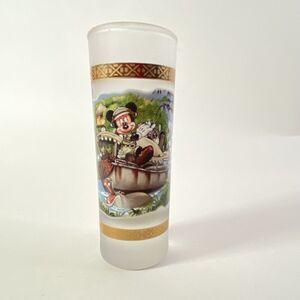 Disney Tall Frosted SHOT GLASS Parks Magic Kingdom Mickey Mouse Jungle Cruise